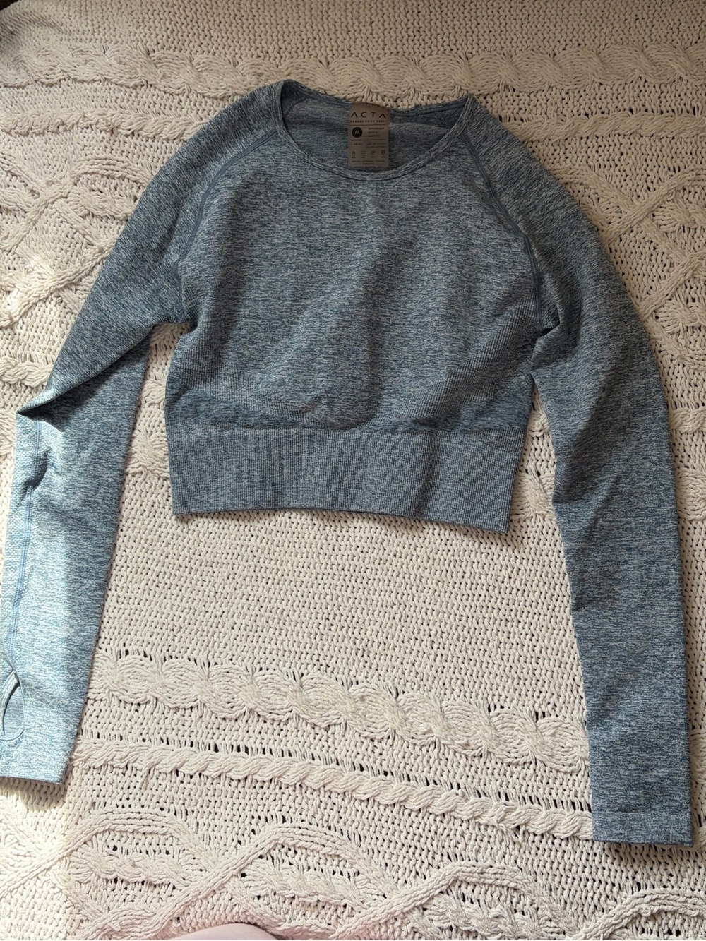 Cropped Workout Long-Sleeve Top - Size Medium